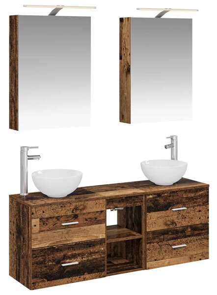 Fürdőszobai Szekrény Szett 5 pcs Antik Fa 50 x 14,5 x 70 cm