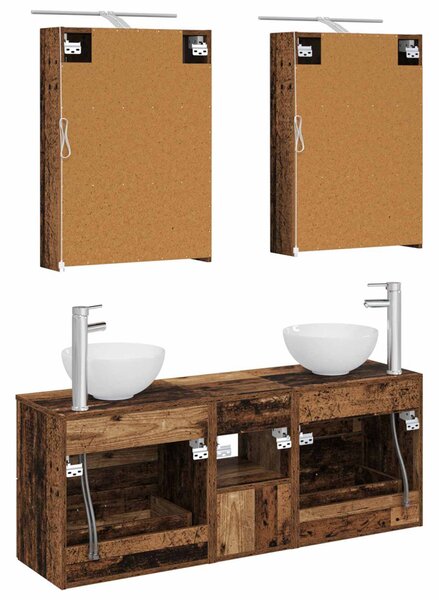 Fürdőszobai Szekrény Szett 5 pcs Antik Fa 50 x 14,5 x 70 cm