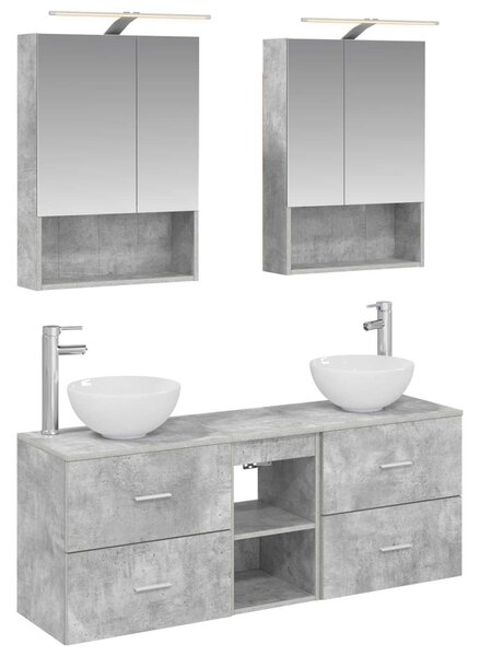 Fürdőszobai Szekrény Szett 5 pcs Betonszürke 50 x 14,5 x 70 cm