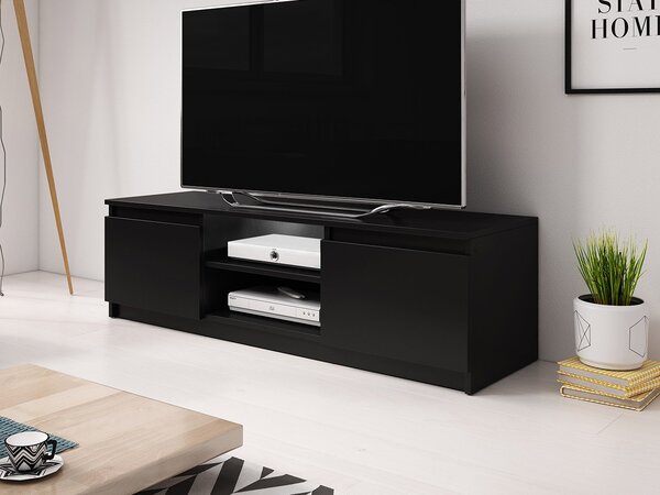 TV szekrény Zekazo (fekete grafit) (fehér LED világítás)