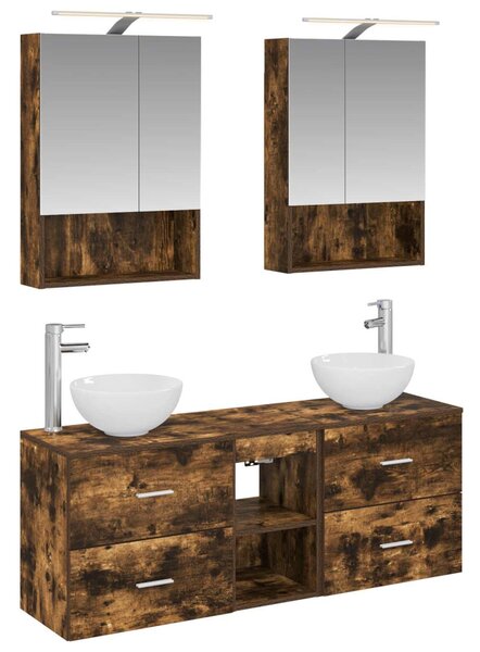 Fürdőszobai Szekrény Szett 5 pcs Füstös Tölgy 50 x 14,5 x 70 cm