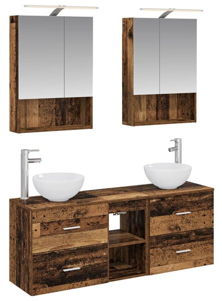 Fürdőszobai Szekrény Szett 5 pcs Antik Fa 50 x 14,5 x 70 cm