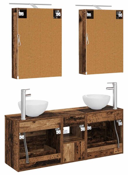 Fürdőszobai Szekrény Szett 5 pcs Antik Fa 50 x 14,5 x 70 cm