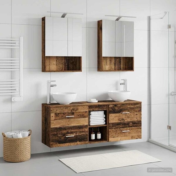 Fürdőszobai Szekrény Szett 5 pcs Antik Fa 50 x 14,5 x 70 cm