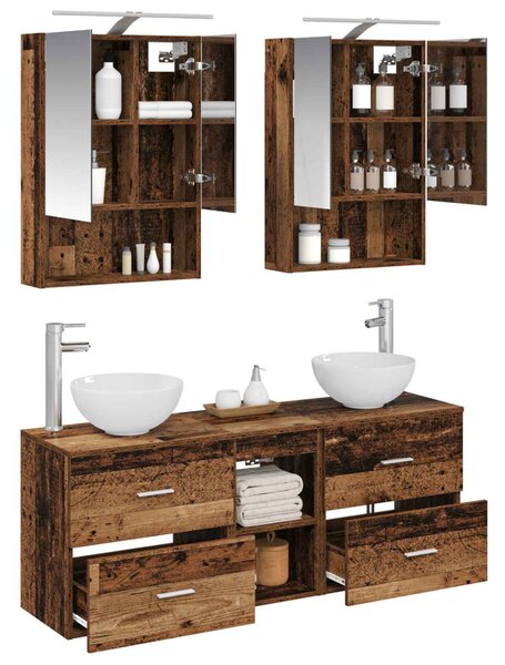 Fürdőszobai Szekrény Szett 5 pcs Antik Fa 50 x 14,5 x 70 cm