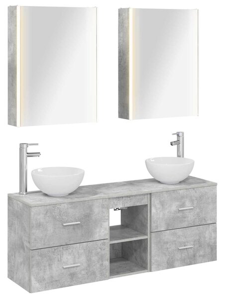 Fürdőszobai Szekrény Szett 5 pcs Betonszürke 53 x 15,5 x 70 cm