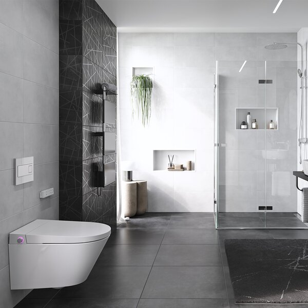 Mereo, Mereo WC beépített elektronikus bidével, RIMLESS, 592x380x430 cm, kerámia, ülőkével, MER-VSD110S2