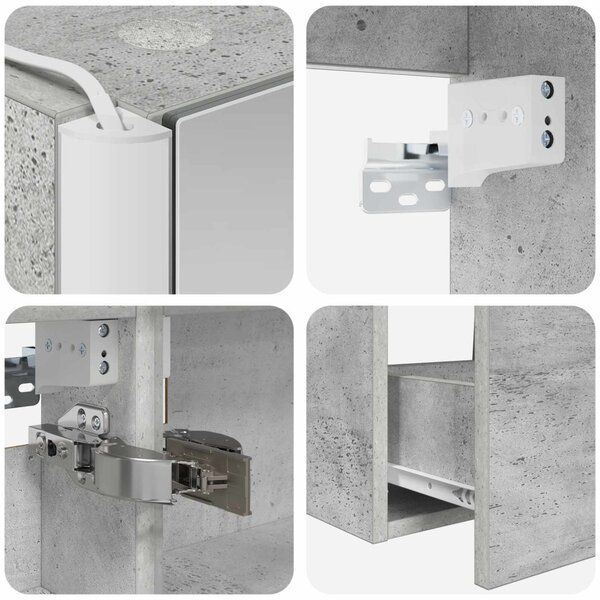 Fürdőszoba bútor szett 5 pcs Betonszürke Szerelt fa és Üveg