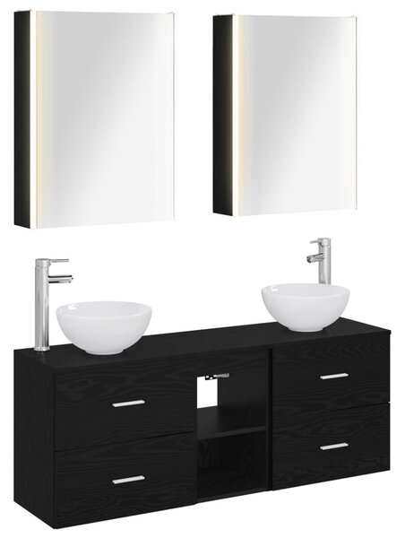 Fürdőszobai Szekrény Szett 5 pcs Fekete Tölgy 53 x 15,5 x 70 cm