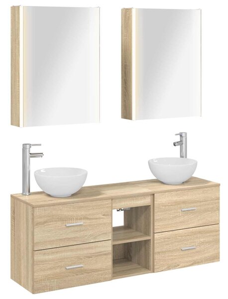 Fürdőszobai Szekrény Szett 5 pcs Sonoma Tölgy 53 x 15,5 x 70 cm
