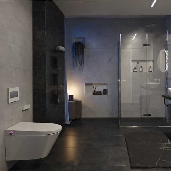 Mereo, Mereo WC beépített elektronikus bidével, RIMLESS, 592x380x430 cm, kerámia, ülőkével, MER-VSD110S2
