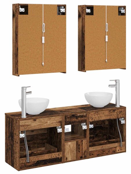 Fürdőszobai Szekrény Szett 5 pcs Antik Fa 53 x 15,5 x 70 cm