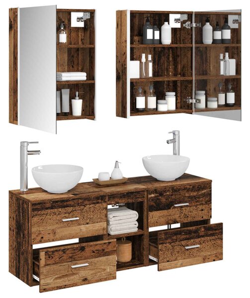 Fürdőszobai Szekrény Szett 5 pcs Antik Fa 53 x 15,5 x 70 cm