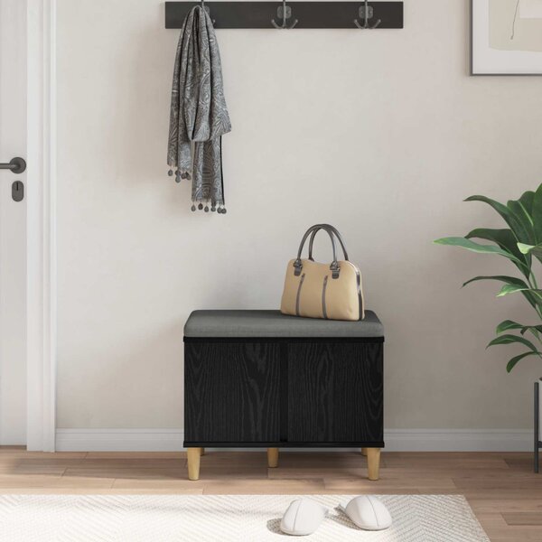 Előtér pad Fekete Tölgy 60 x 38 x 46 cm Műanyag Fa és Szövet