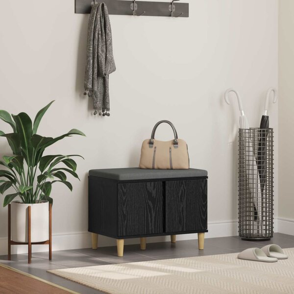 Előtér pad Fekete Tölgy 60 x 38 x 46 cm Műanyag Fa és Szövet