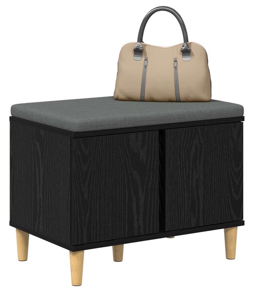 Előtér pad Fekete Tölgy 60 x 38 x 46 cm Műanyag Fa és Szövet