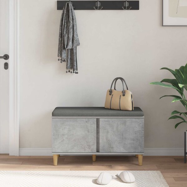 Előtér pad Beton Szürke 80 x 38 x 46 cm Műanyag Fa és Szövet