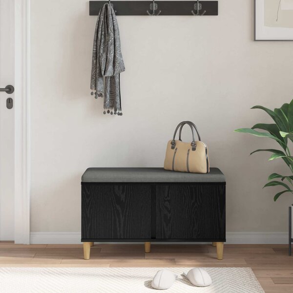 Előtér pad Fekete Tölgy 80 x 38 x 46 cm Műanyag Fa és Szövet