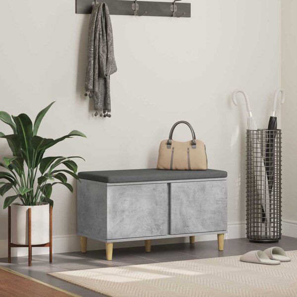 Előtér pad Beton Szürke 80 x 38 x 46 cm Műanyag Fa és Szövet