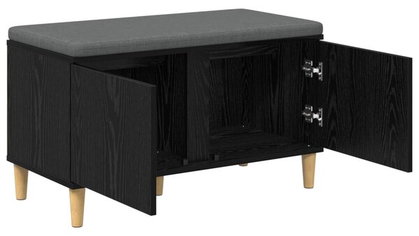 Előtér pad Fekete Tölgy 80 x 38 x 46 cm Műanyag Fa és Szövet
