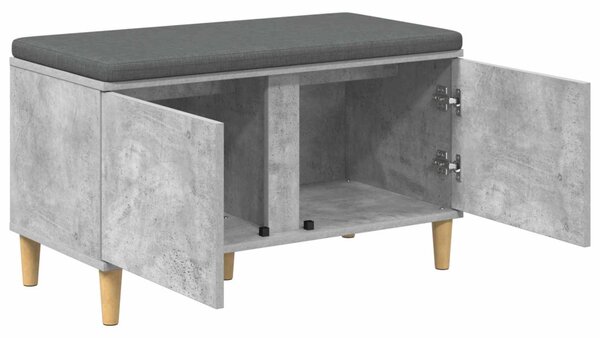 Előtér pad Beton Szürke 80 x 38 x 46 cm Műanyag Fa és Szövet
