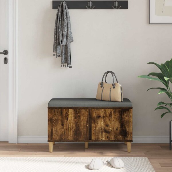 Előtér pad Füstölt Tölgy 80 x 38 x 46 cm Műanyag Fa és Szövet