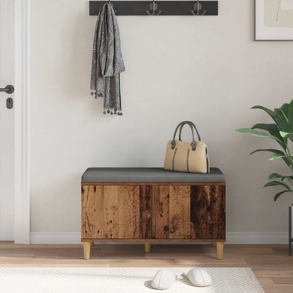 Előtér pad ajtóval Öreg fa 80 x 38 x 46 cm Műanyag Fa és Szövet