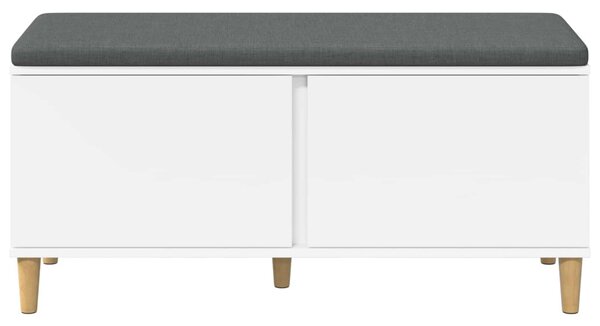 Előtér pad párnával Fehér 100 x 38 x 46 cm Műanyag Fa és Szövet