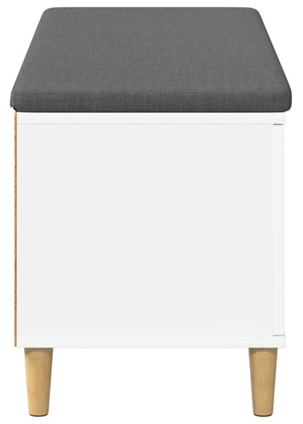 Előtér pad párnával Fehér 100 x 38 x 46 cm Műanyag Fa és Szövet