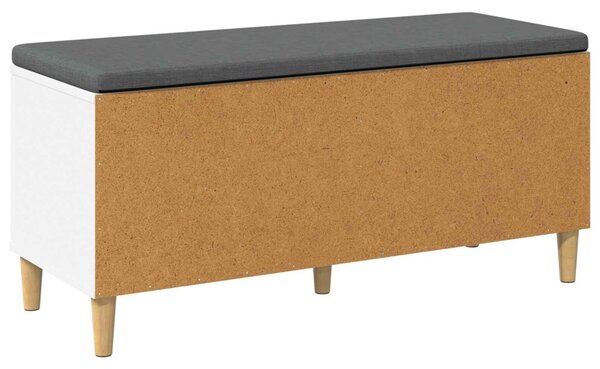 Előtér pad párnával Fehér 100 x 38 x 46 cm Műanyag Fa és Szövet