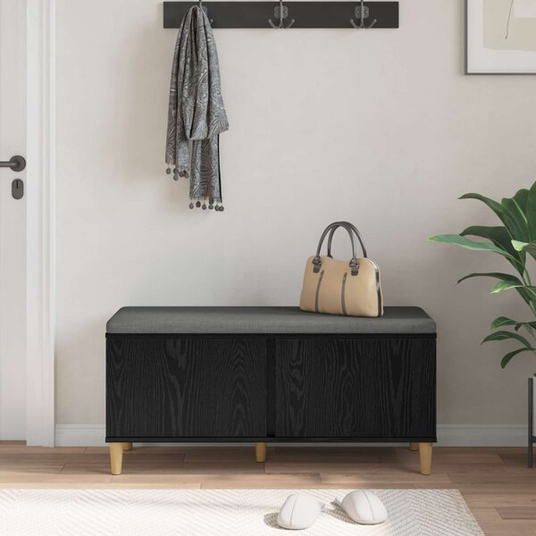 Előtér pad Fekete Tölgy 100 x 38 x 46 cm Műanyag Fa és Szövet