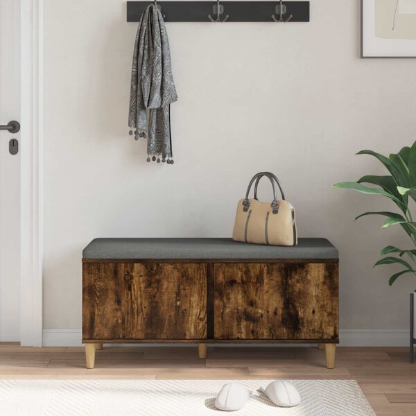 Előtér pad Füstölt Tölgy 100 x 38 x 46 cm Műanyag Fa és Szövet