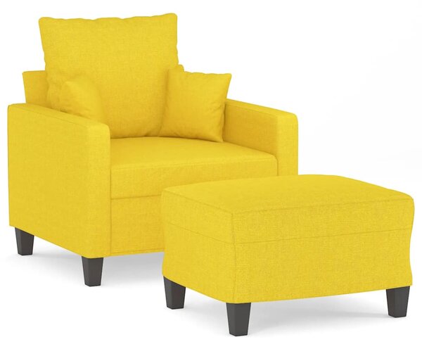 Világossárga szövet kanapéfotel lábtartóval 60 cm