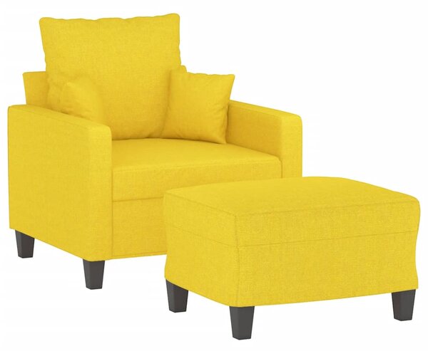 Világossárga szövet kanapéfotel lábtartóval 60 cm