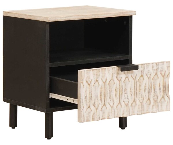 Éjjeliszekrény 2 pcs Fehér 40 x 33 x 46 cm Tömör Mangófát