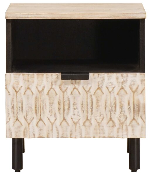 Éjjeliszekrény 2 pcs Fehér 40 x 33 x 46 cm Tömör Mangófát