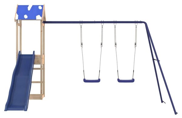 Tömör fenyőfa kültéri játszószett