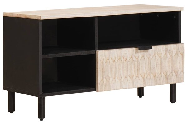 TV szekrény Fehér mosott felület 80 x 33 x 46 cm Tömör Mangófát