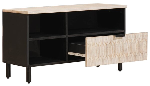 TV szekrény Fehér mosott felület 80 x 33 x 46 cm Tömör Mangófát