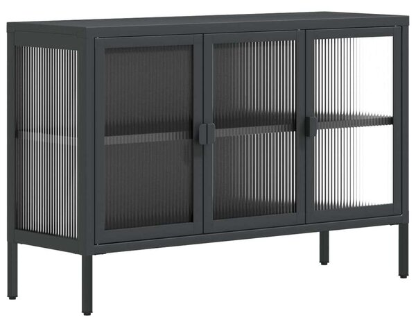 VidaXL Fekete Acél és Üveg Tálalószekrény - 105x35x70 cm