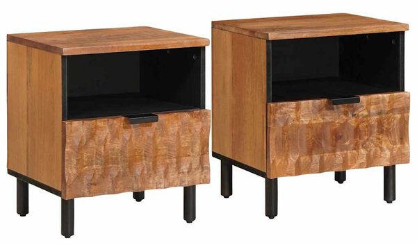 Éjjeliszekrény 2 pcs Barna 40 x 33 x 46 cm Tömör Mangófát