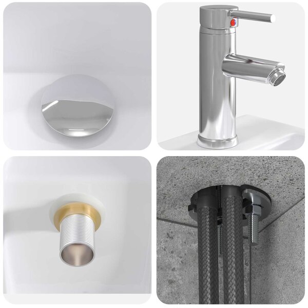 Fürdőszoba bútor szett 5 pcs Betonszürke Szerelt fa és Üveg