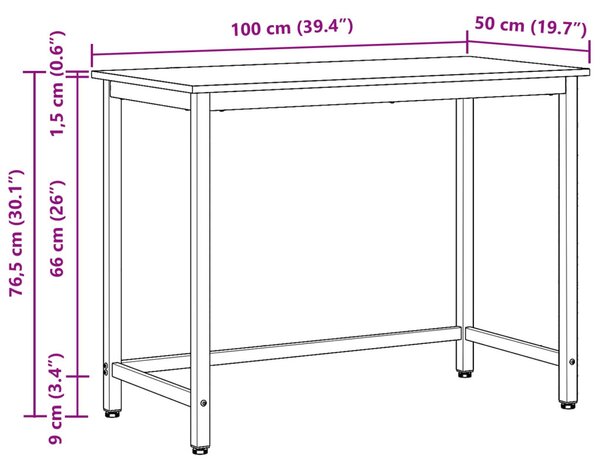 Asztal Fekete tölgy 100 x 50 x 76,5 cm Műszaki fa és acél