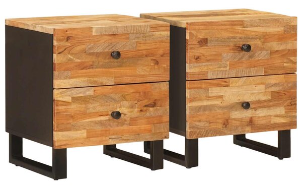 Éjjeliszekrény 2 pcs Barna 40 x 33 x 46 cm Tömör Mangófát