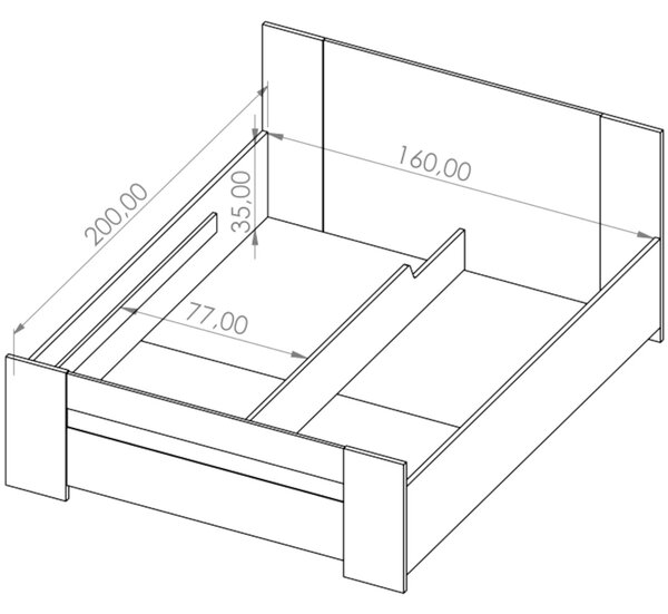 BUTORLINE Ágy tárolóhellyel 160x200 BONEY BO02 arany tölgy