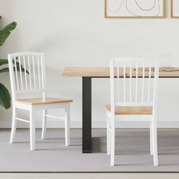 Étkező Székek 2 pcs Fehér 50 x 52,5 x 91 cm Tömör Gumi Fa