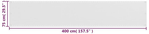 75x400 cm Fehér HDPE erkély ablak sötétítő