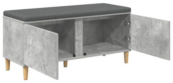 Előtér pad Beton Szürke 100 x 38 x 46 cm Műanyag Fa és Szövet
