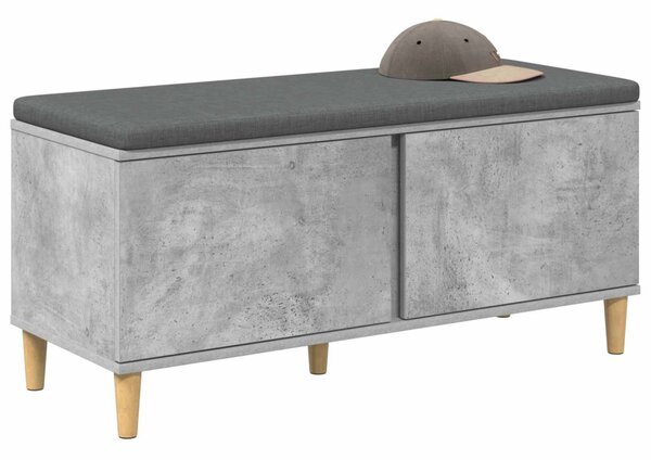 Előtér pad Beton Szürke 100 x 38 x 46 cm Műanyag Fa és Szövet