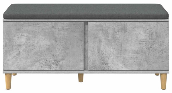 Előtér pad Beton Szürke 100 x 38 x 46 cm Műanyag Fa és Szövet
